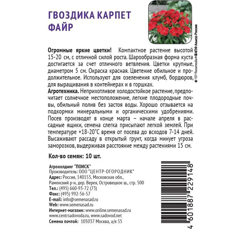 Семена цветов Поиск гвоздика Карпет Файр 10 шт. ✳️ купить по цене 97 ₽/шт.  в Ставрополе с доставкой в интернет-магазине Леруа Мерлен