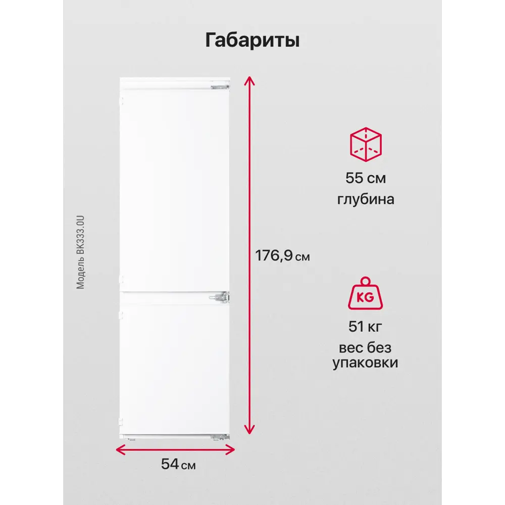 Холодильник встраиваемый двухкамерный Hansa BK333.0U 176.9x57.3 см цвет  белый ✳️ купить по цене 60600 ₽/шт. в Челябинске с доставкой в  интернет-магазине Леруа Мерлен