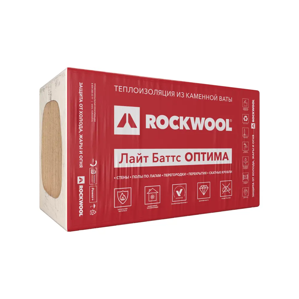 Утеплитель Rockwool Лайт Баттс Оптима 50 мм 6 м² ✳️ купить по цене 1150  ₽/шт. в Воронеже с доставкой в интернет-магазине Лемана ПРО (Леруа Мерлен)