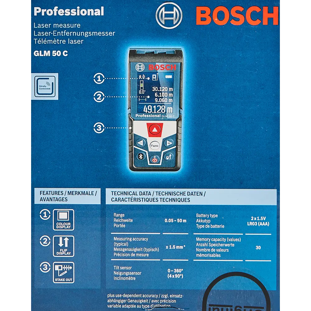 Дальномер лазерный Bosch GLM 50 C 0601072C00, до 50 м ✳️ купить по цене  10748 ₽/шт. в Саратове с доставкой в интернет-магазине Леруа Мерлен