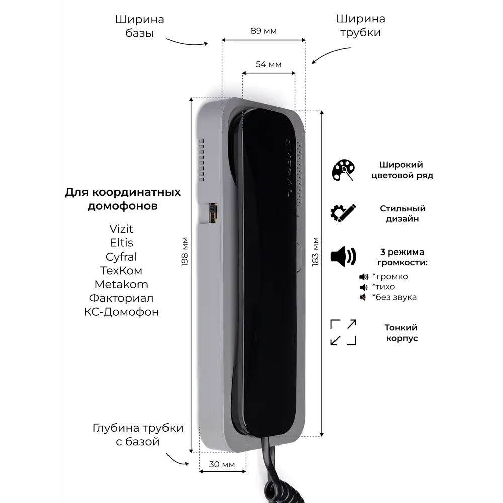 Трубка домофона Unifon Smart U цвет черно-серый ✳️ купить по цене 1400  ₽/шт. в Набережных Челнах с доставкой в интернет-магазине Леруа Мерлен