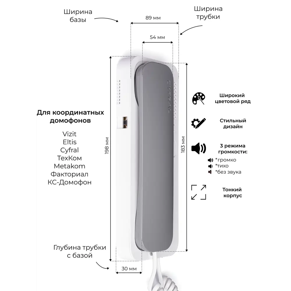 Трубка домофона Unifon Smart U цвет серо-белый