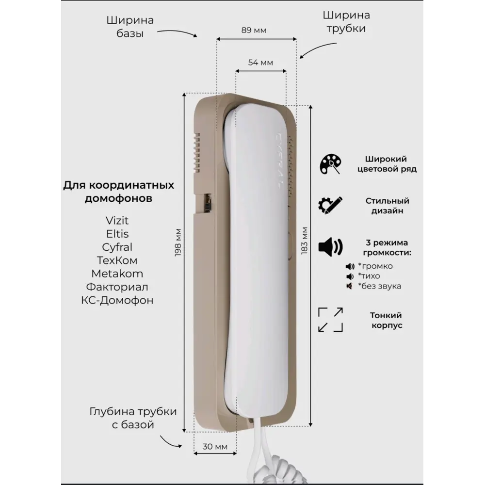 Трубка домофона Unifon Smart U цвет бело-бежевый ✳️ купить по цене 1400  ₽/шт. в Саранске с доставкой в интернет-магазине Леруа Мерлен