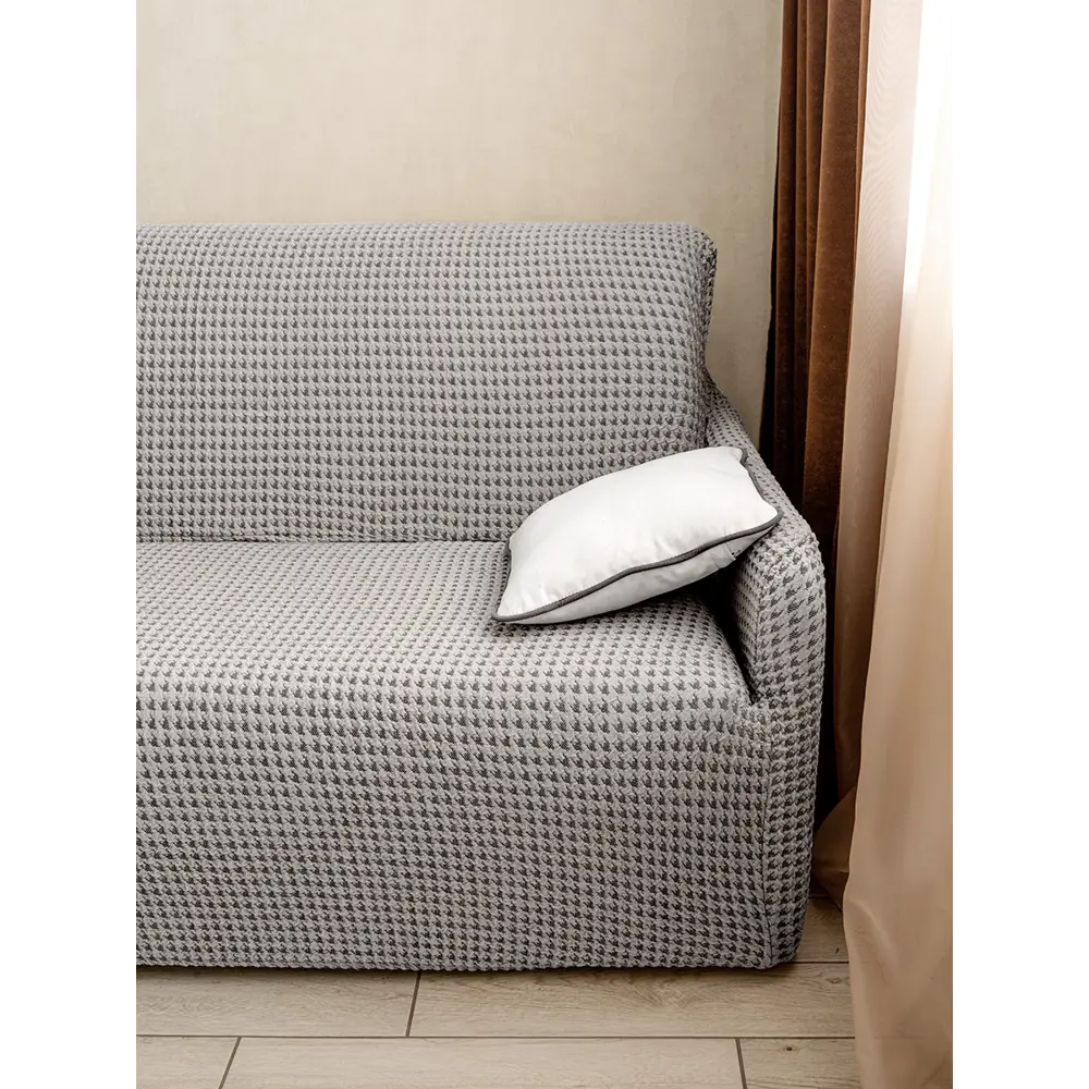 Чехол на диван (дивандек) Lucky Гусиные лапки 185x80x45 см белый/серый N000016 ✳️ купить по цене 2774 ₽/шт. в Кемерове с доставкой в интернет-магазине Леруа Мерлен