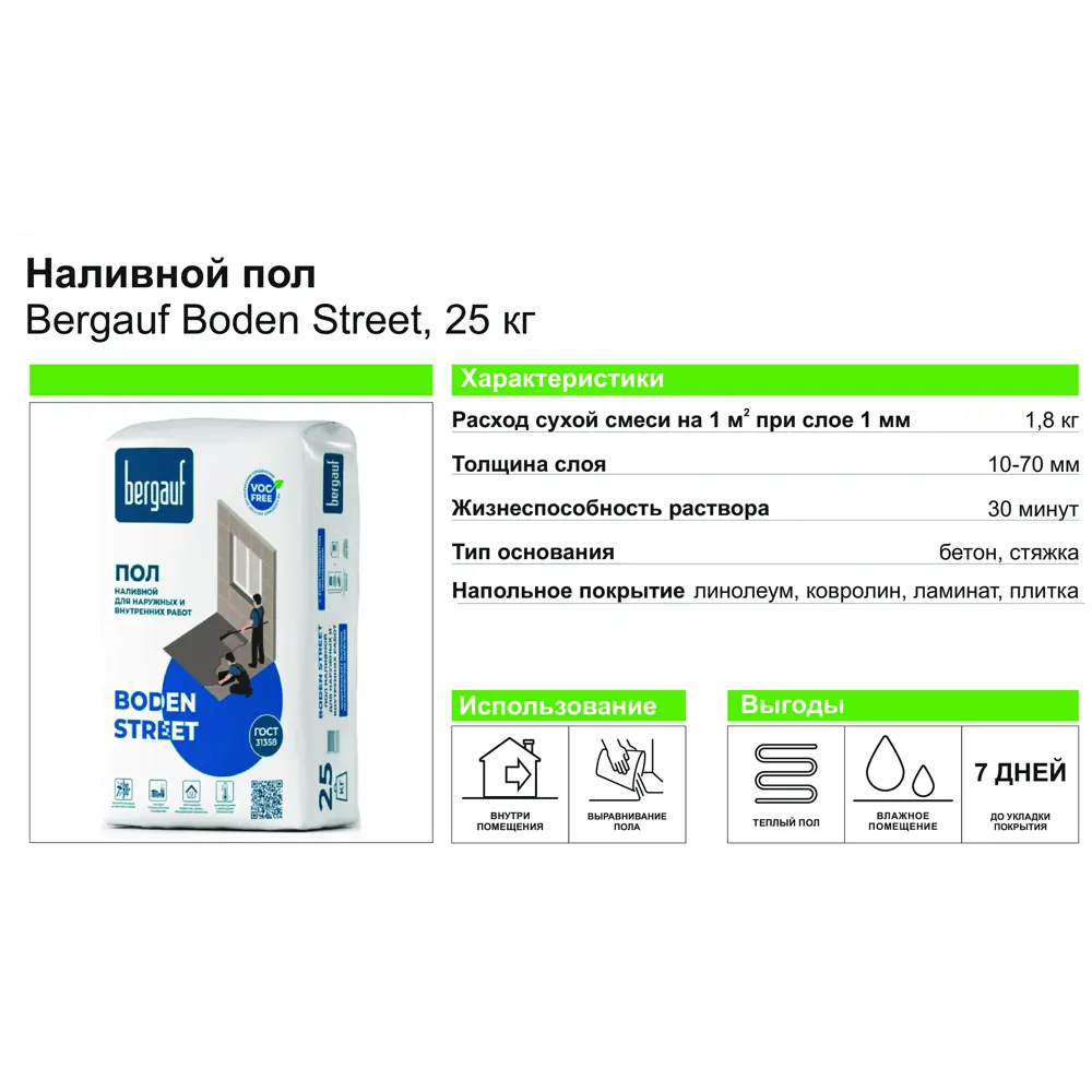 Наливной пол Bergauf Boden Street 25 кг ✳️ купить по цене 741 ₽/шт. в  Казани с доставкой в интернет-магазине Леруа Мерлен