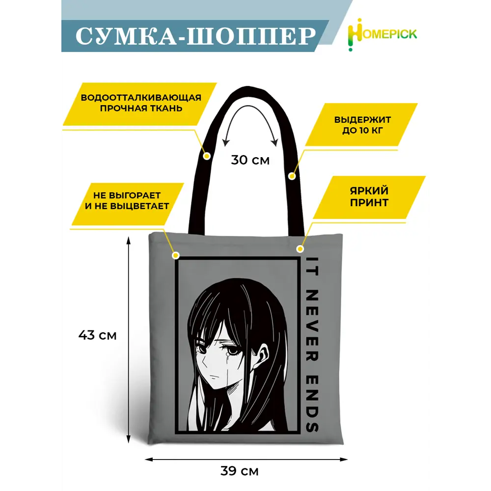 Сумка для покупок Homepick 4645 39x43 см 10 л оксфорд цвет серый ✳️ купить  по цене 500 ₽/шт. в Челябинске с доставкой в интернет-магазине Леруа Мерлен