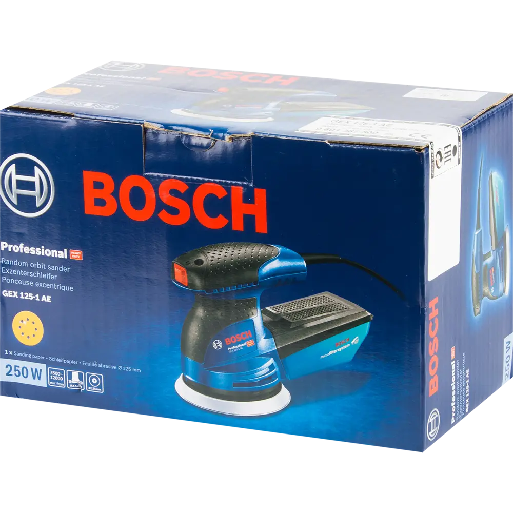 Эксцентриковая шлифмашина Bosch GEX 125-1AE, 0601387500, 125 мм, 250 Вт ✳️  купить по цене 9830 ₽/шт. в Владивостоке с доставкой в интернет-магазине  Леруа Мерлен