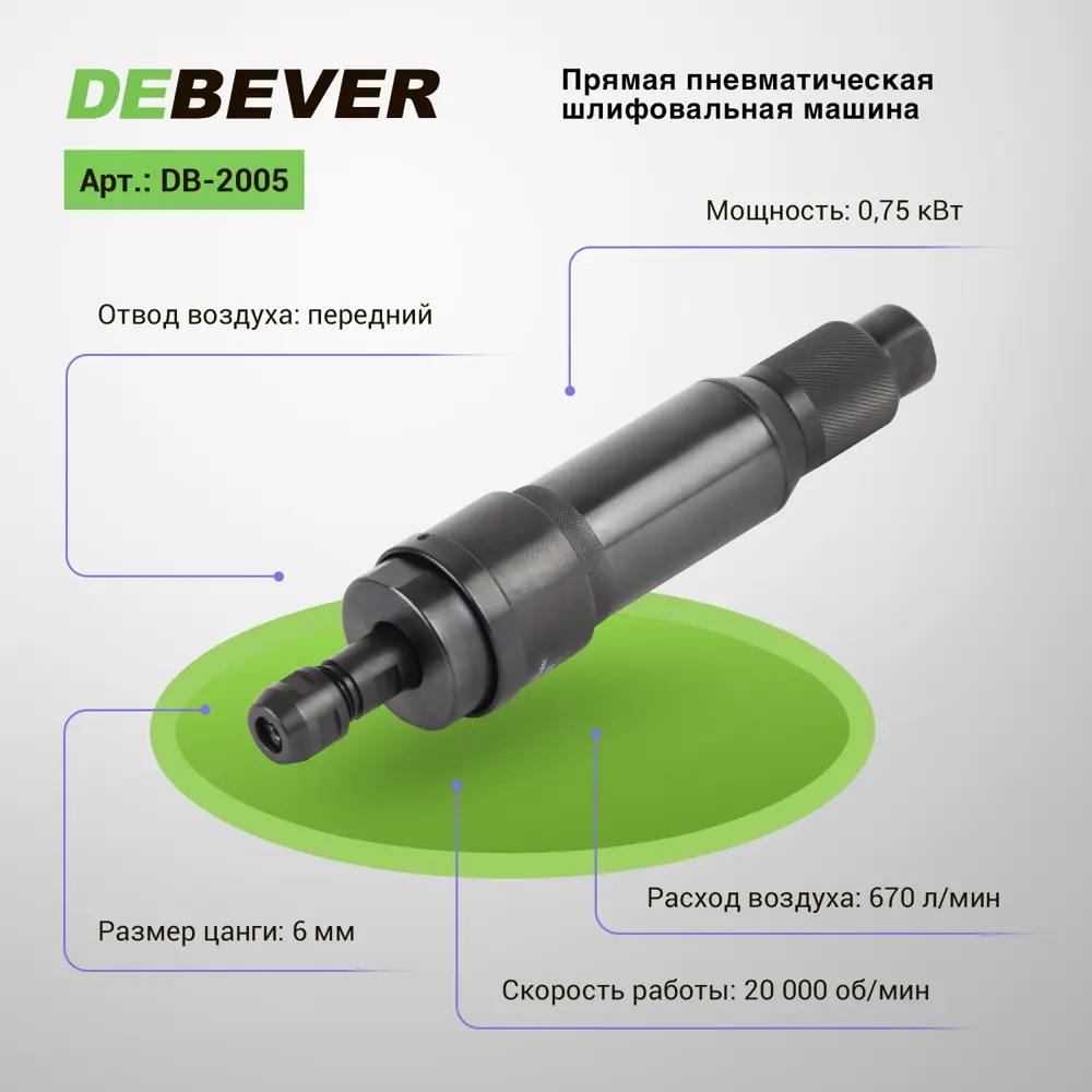 Машина шлифовальная пневматическая прямая Debever DB-2205 80 л/мин ✳️  купить по цене 24255 ₽/шт. в Москве с доставкой в интернет-магазине Леруа  Мерлен