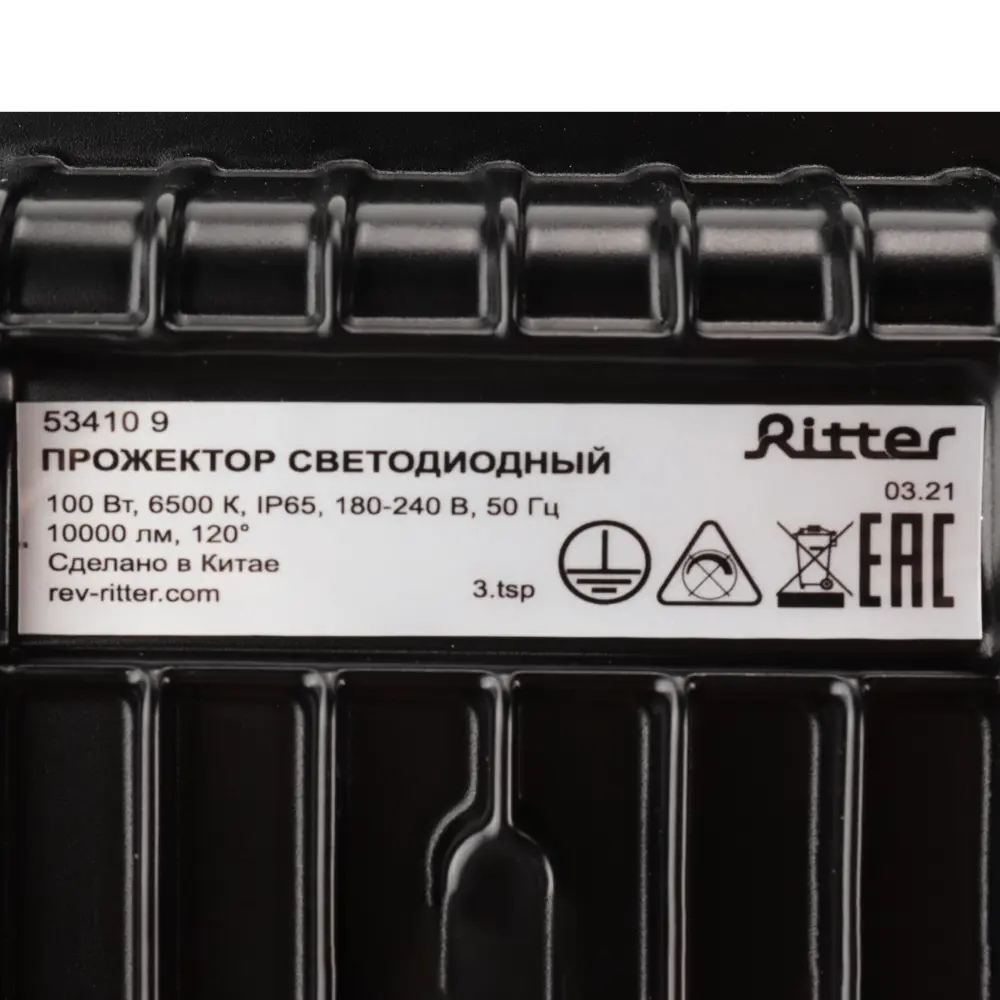 Прожектор светодиодный уличный Ritter Profi 53410 9 100 Вт 10000 Лм  180-240В холодный белый свет 6500К IP65 черный