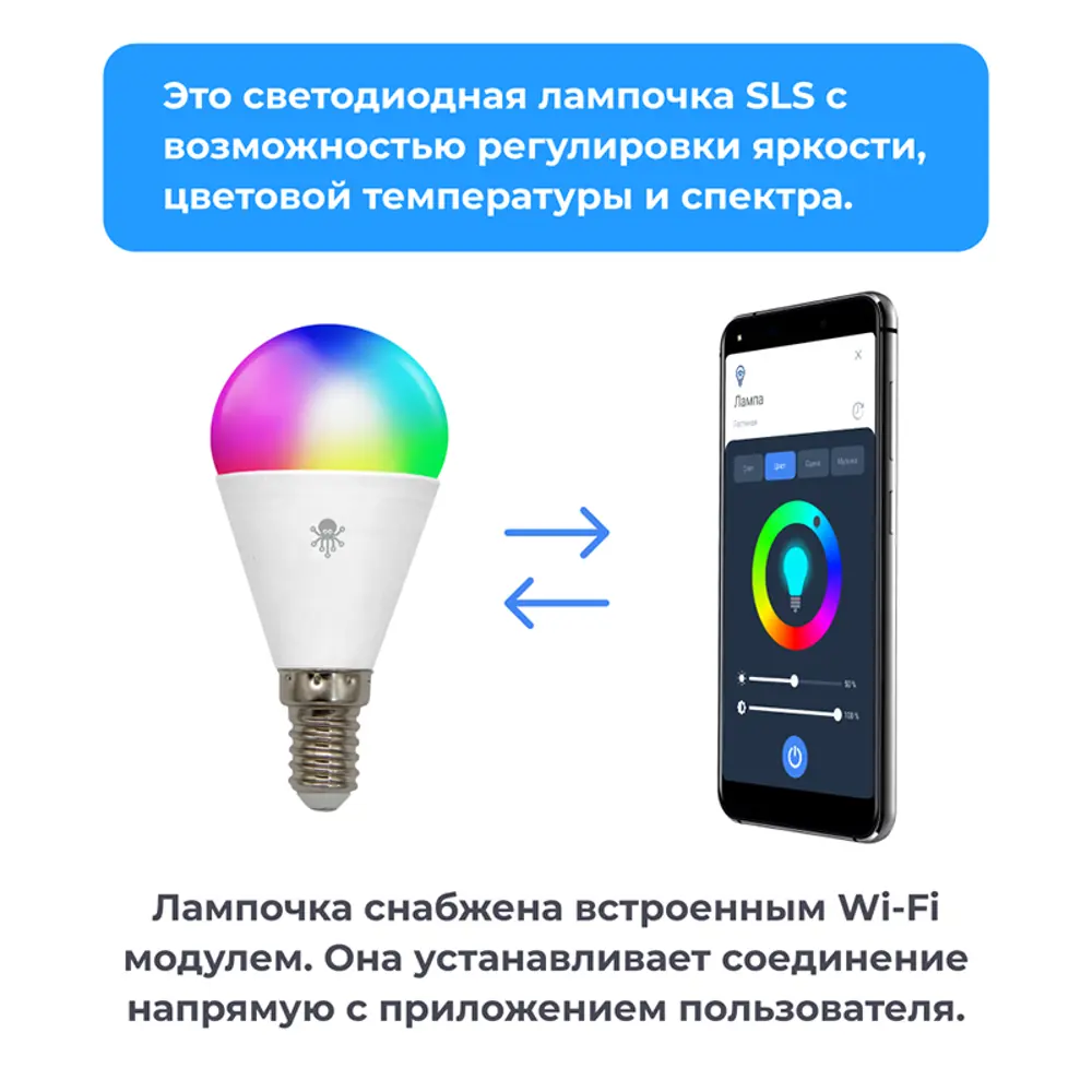 Набор умных ламп светодиодных SLS-LED-07WFWH E14 220-240 В 5 Вт груша  матовая 400 Лм RGB управление смартфон WiFi модуль smart лампа 3 шт ✳️  купить по цене 2670 ₽/шт. в Ставрополе с