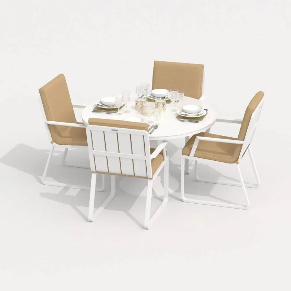 Садовая мебель для отдыха Ideal patio Outdoor style DIVA Alba beige алюМиний  черный : стол, 4 стула по цене 220700 ₽/шт. купить в Барнауле в  интернет-магазине Леруа Мерлен