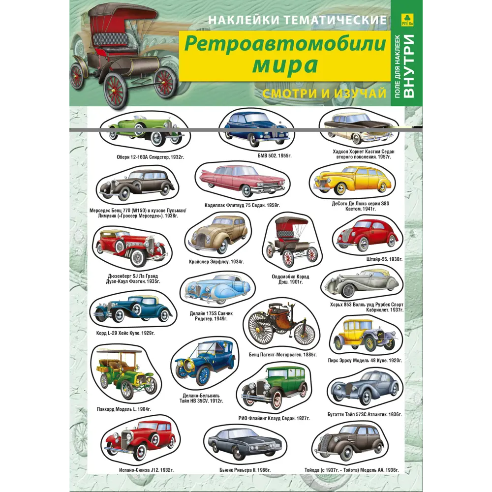 Набор наклеек РУЗ Ко Ретроавтомобили мира 81 Нт24п по цене 95 ₽/шт. купить  в Петрозаводске в интернет-магазине Леруа Мерлен