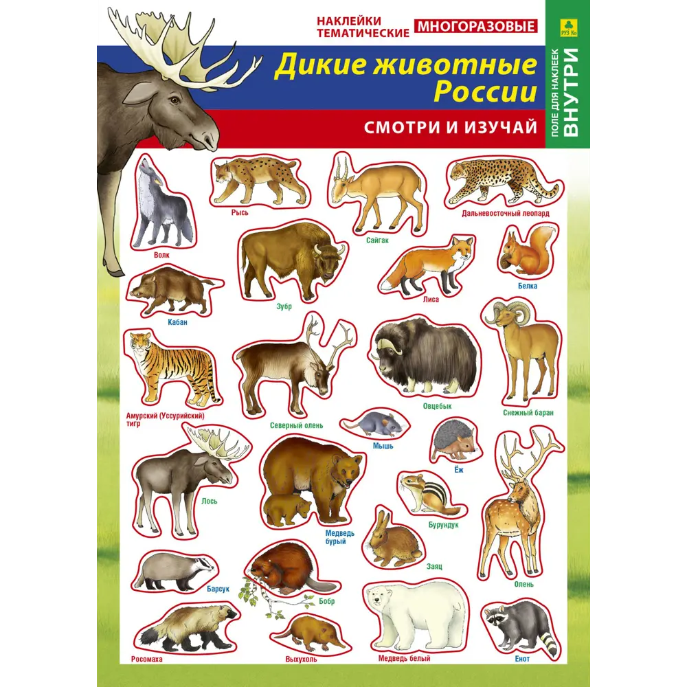 Набор наклеек РУЗ Ко Дикие животные России 90 Нт08п ✳️ купить по цене 95  ₽/шт. в Москве с доставкой в интернет-магазине Леруа Мерлен