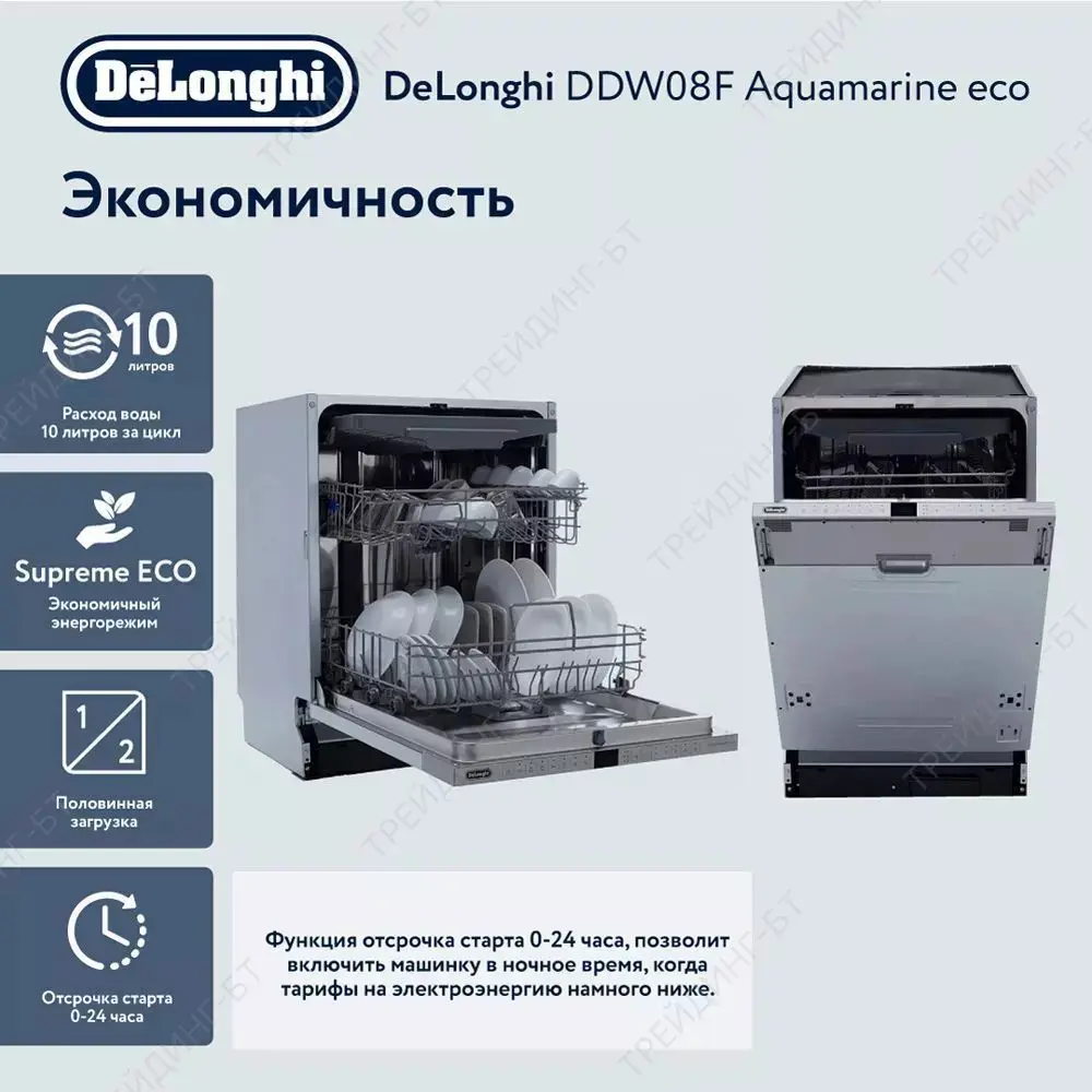 Посудомоечная машина DeLonghi DDW08F Aquamarine eco 59.80x81.50x55см ✳️  купить по цене 61490 ₽/шт. в Саратове с доставкой в интернет-магазине Леруа  Мерлен