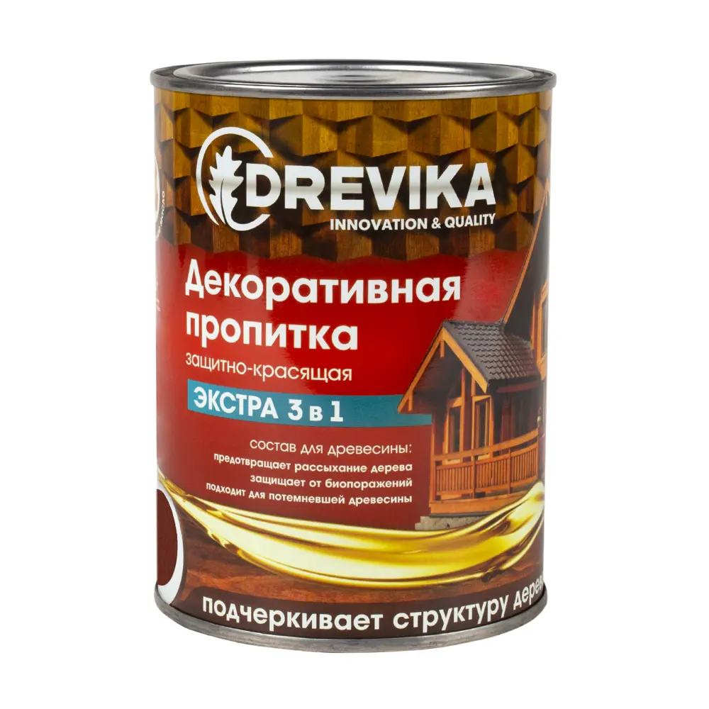 Пропитка древесины DREVIKA ЭКСТРА 3 В 1 3521 красное дерево 0.8 л ✳️ купить  по цене 584 ₽/шт. в Москве с доставкой в интернет-магазине Лемана ПРО  (Леруа Мерлен)