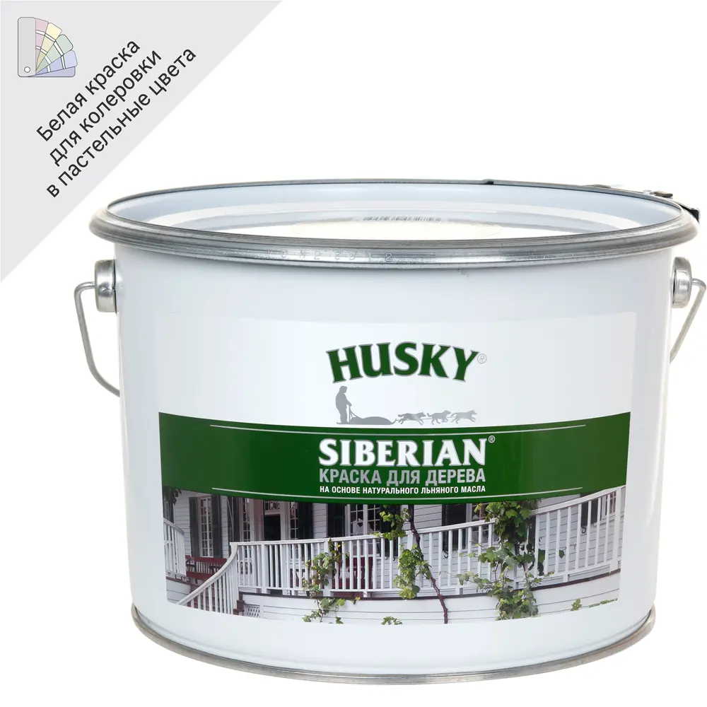 Краска для дерева Husky Siberian моющаяся полуматовая цвет белый 9 л ✳️  купить по цене 7610 ₽/шт. в Москве с доставкой в интернет-магазине Леруа ...