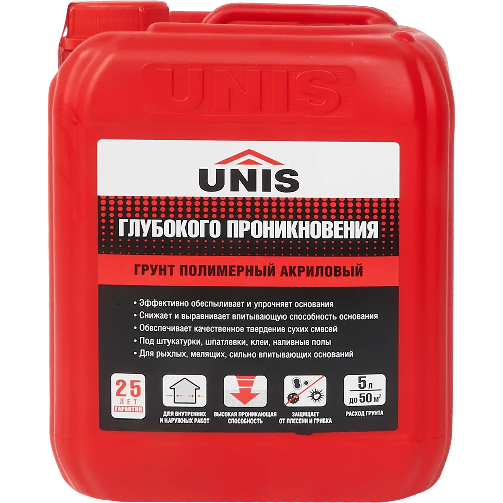 Грунтовка глубокого проникновения Unis 5 л ✳️ купить по цене 525 ₽/шт. в  Москве с доставкой в интернет-магазине Леруа Мерлен