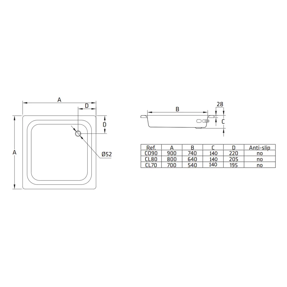 Душевой поддон Sanitana BLB Universal S30003549200000_CO9012001 квадрат  сталь 90x90см по цене 11032 ?/шт. купить в Волгограде в интернет-магазине Леруа  Мерлен