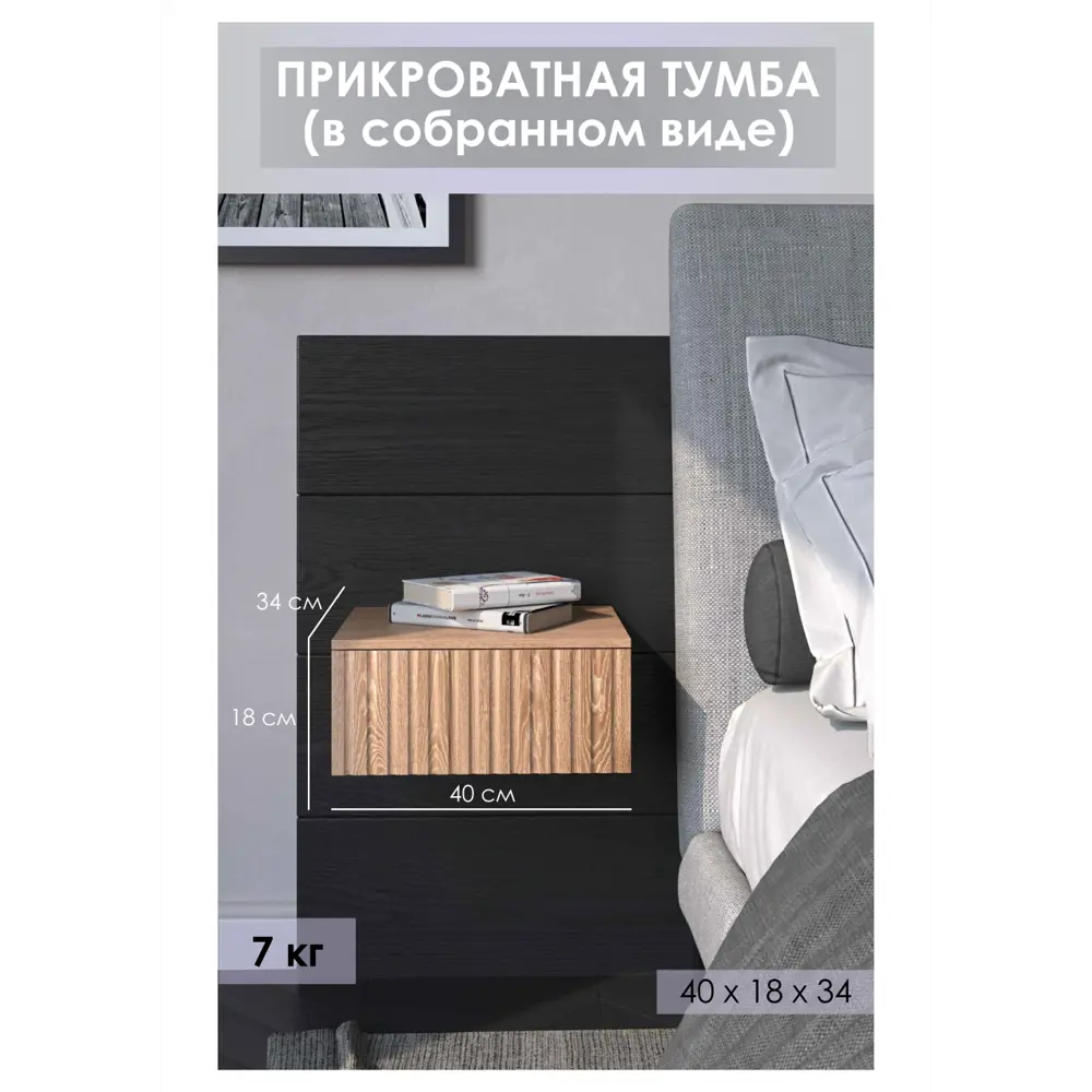 Тумба прикроватная Storys Сити 40x18x34 см 1 ящик ЛДСП цвет дуб сонома ✳️  купить по цене 3590 ₽/шт. в Москве с доставкой в интернет-магазине Леруа  Мерлен