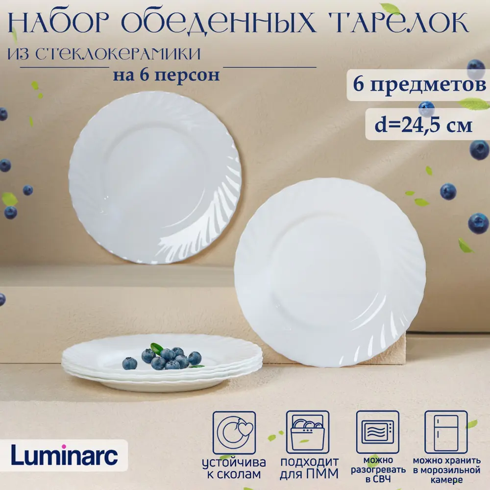 Блюдо сервировочное 6 шт Luminarc Trianon 24.50x24.50 см стекло цвет белый  ✳️ купить по цене 1799 ₽/шт. в Калуге с доставкой в интернет-магазине Леруа  Мерлен