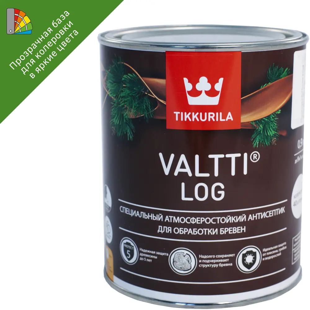 Антисептик для дерева Tikkurila Valtti Log база ЕС 0.9 л ✳️ купить по цене  898 ₽/шт. в Пензе с доставкой в интернет-магазине Леруа Мерлен