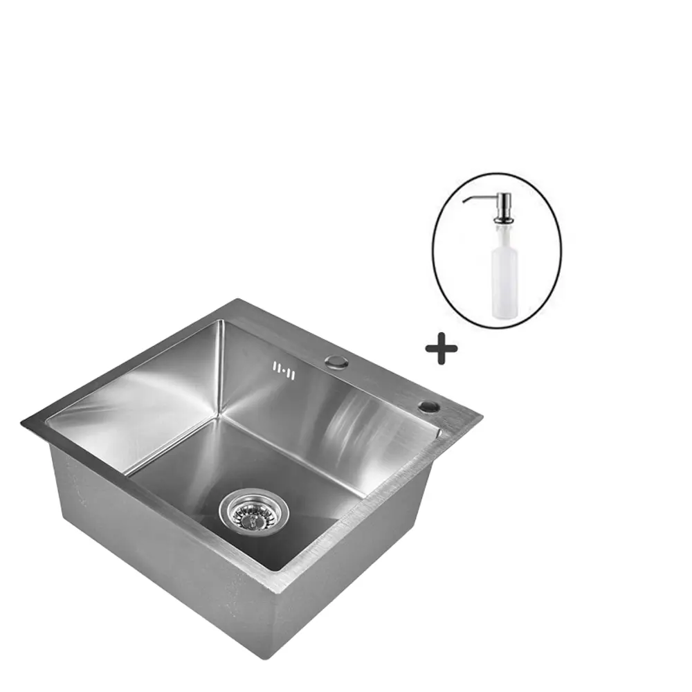 Врезная мойка с дозатором Wisent 50x50x22 см нержавеющая сталь цвет сатин  ✳️ купить по цене 8730 ₽/шт. в Ставрополе с доставкой в интернет-магазине  ...