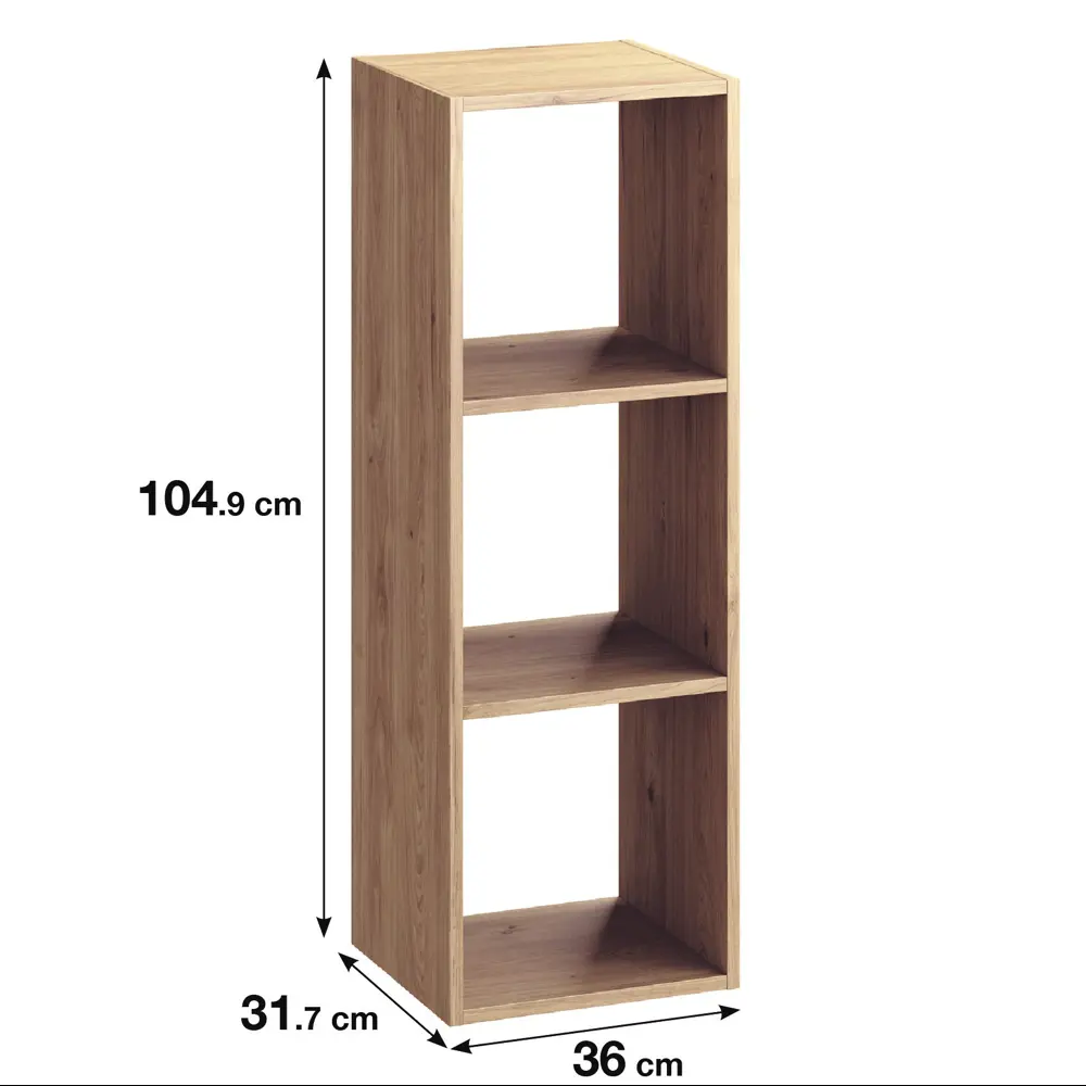 Стеллаж Spaceo KUB 3 секции 36x104x31.5 см ЛДСП цвет дуб ✳️ купить по цене  1898 ₽/шт. в Оренбурге с доставкой в интернет-магазине Леруа Мерлен