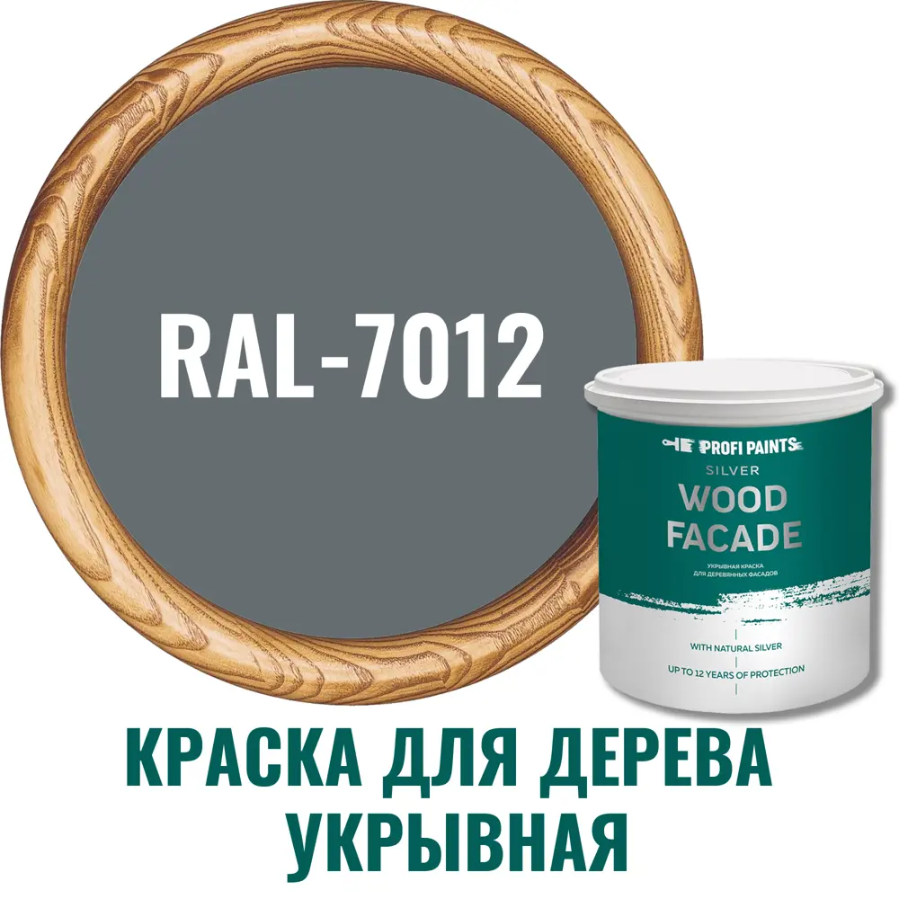 Краска фасадная Profipaints Silver wood fasade 11280_D_2 износостойкая  полуматовая цвет RAL-7012 серый - серебристый 2.7 л ✳️ купить по цене 4950  ₽/шт. в Ульяновске с доставкой в интернет-магазине Леруа Мерлен