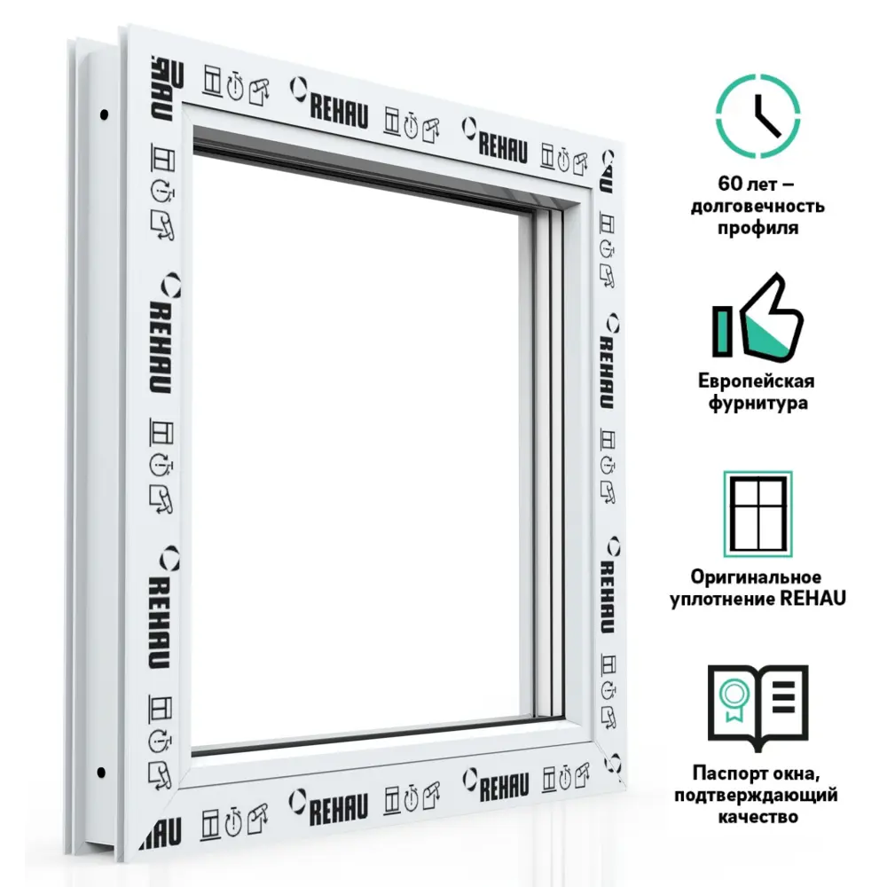 Пластиковое окно ПВХ Рехау Blitz 1000х1000мм (ВхШ) глухое двухкамерный  стеклопакет белое ✳️ купить по цене 7094 ₽/шт. в Москве с доставкой в ...
