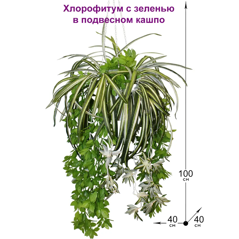 Искусственное растение Хлорофитум с зеленью в подвесном кашпо ФитоПарк ✳️  купить по цене 2613 ₽/шт. в Пензе с доставкой в интернет-магазине Леруа  Мерлен