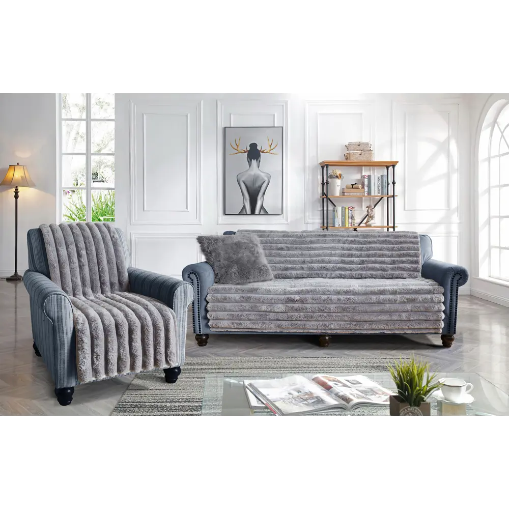 Накидка на диван 90x210 см искусственный мех цвет серый ✳️ купить по цене 2138 ₽/шт. в Самаре с доставкой в интернет-магазине Леруа Мерлен