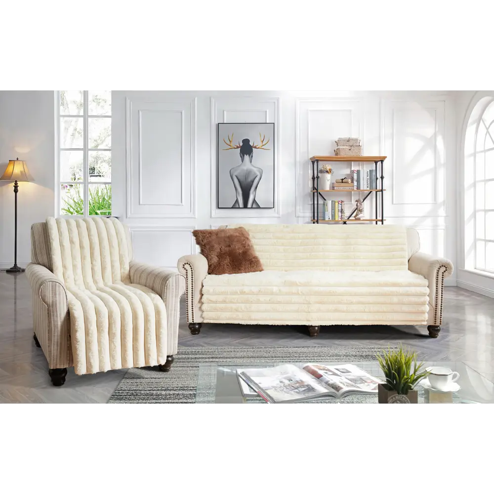 Накидка на диван 90x150 см искусственный мех цвет экрю ✳️ купить по цене 1603 ₽/шт. в Новосибирске с доставкой в интернет-магазине Леруа Мерлен