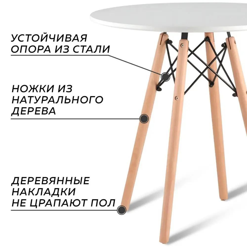 Стол обеденный круглый Ridberg DSW Eames 70x75 см МДФ цвет белый ✳️ купить  по цене 4790 ₽/шт. в Твери с доставкой в интернет-магазине Леруа Мерлен