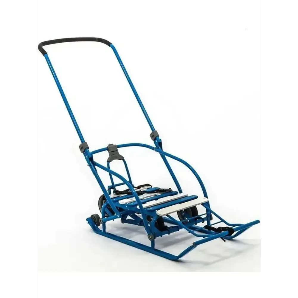 Санки коляска PRESTIGE blue с колесами
