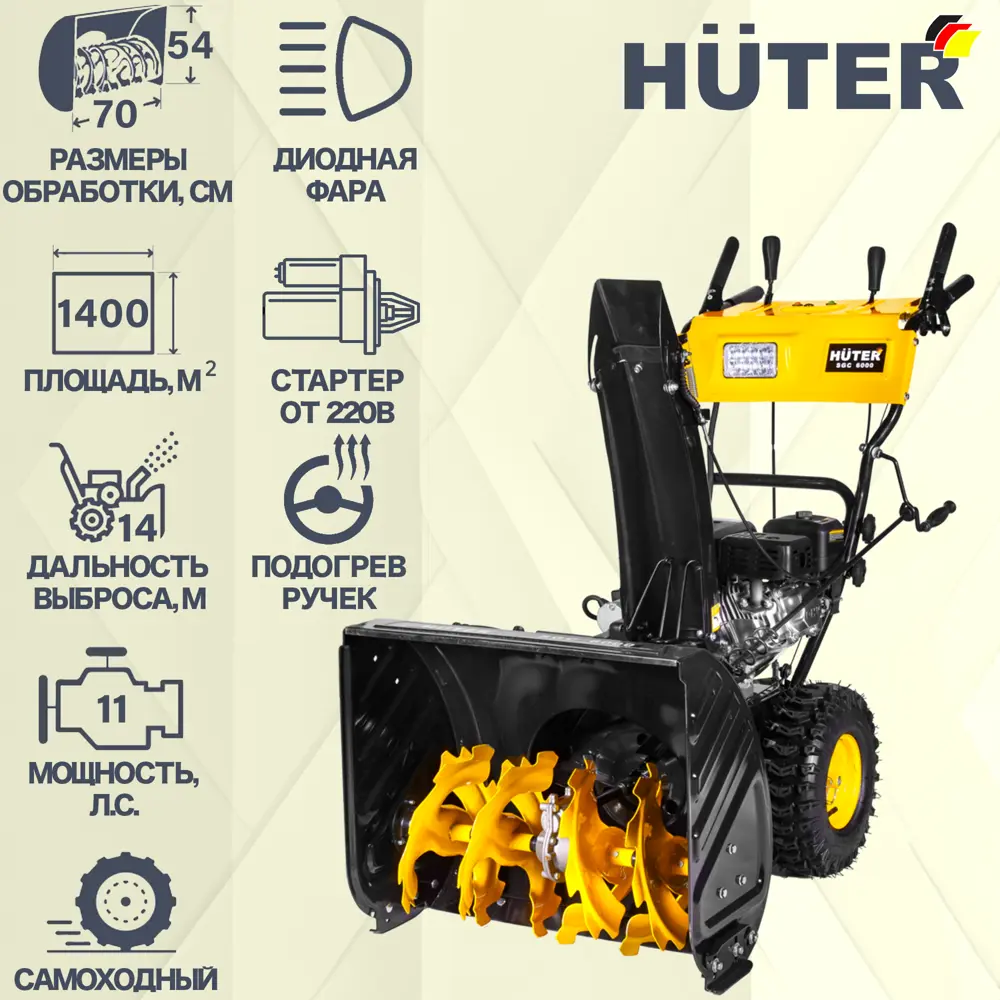 Снегоуборщик бензиновый Huter SGC 6000 62 см 8 л.с. по цене 86790 ₽/шт.  купить в Петрозаводске в интернет-магазине Леруа Мерлен