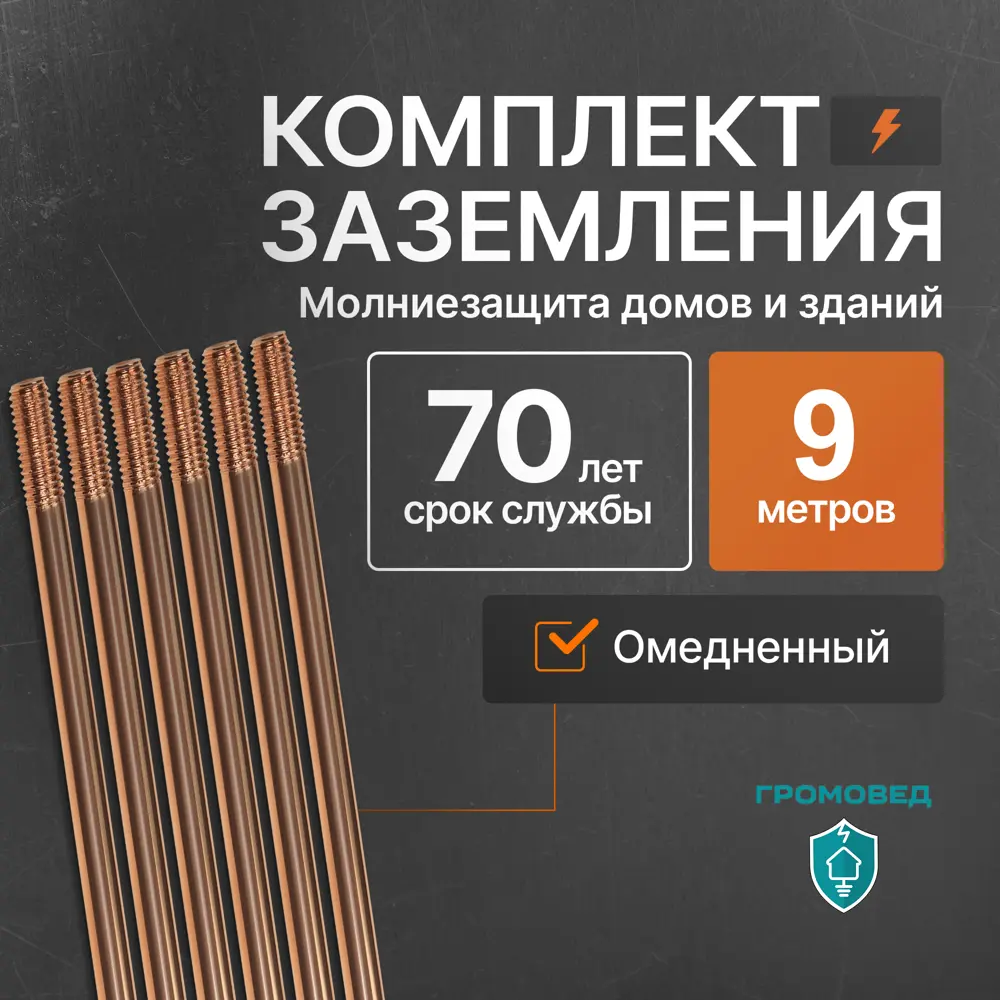 Комплект заземления Гром-9М омедненный по цене 9900 ₽/шт. купить в Калуге в  интернет-магазине Леруа Мерлен