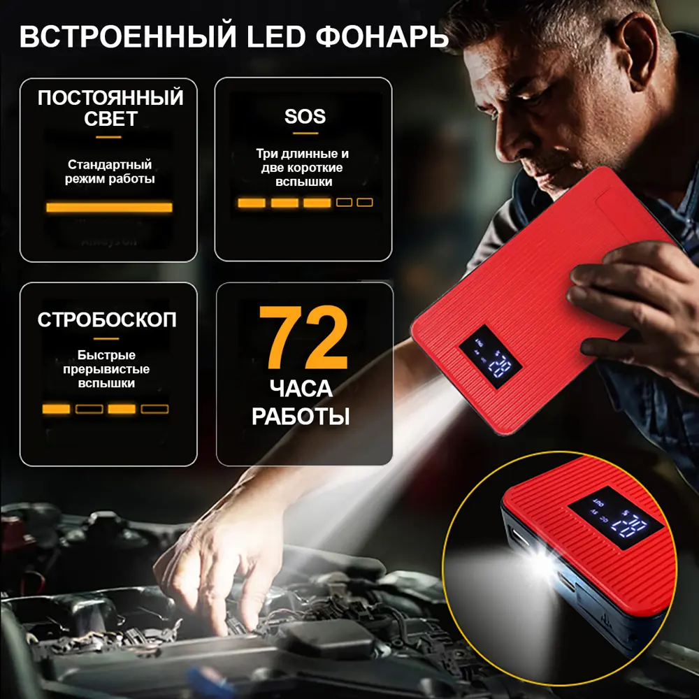 Пуско-зарядное устройство iCartool IC-JSD08 12 В 8 000 мАч 200/400 А ✳️  купить по цене 4590 ₽/шт. в Рязани с доставкой в интернет-магазине Леруа  Мерлен