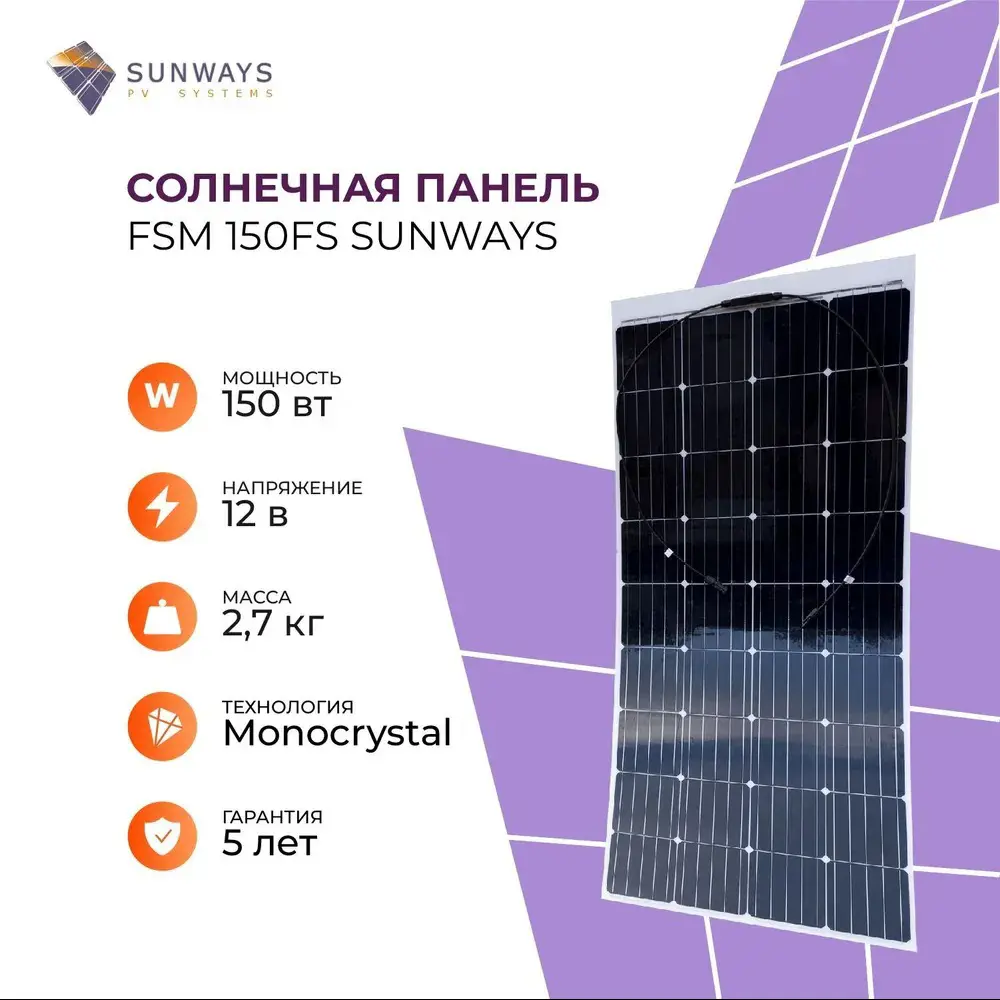 Солнечная панель Sunways FSM 150FS для дома и дачи 12 В по цене 11046.6  ₽/шт. купить в Ижевске в интернет-магазине Леруа Мерлен