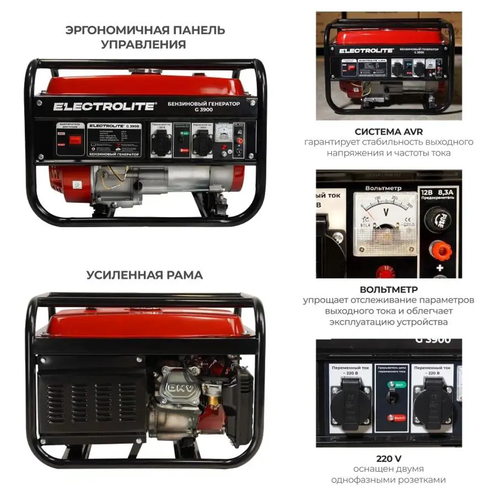 Генератор бензиновый Electrolite G 3900 3.9 кВт ✳️ купить по цене 102999  ₽/шт. в Ульяновске с доставкой в интернет-магазине Леруа Мерлен