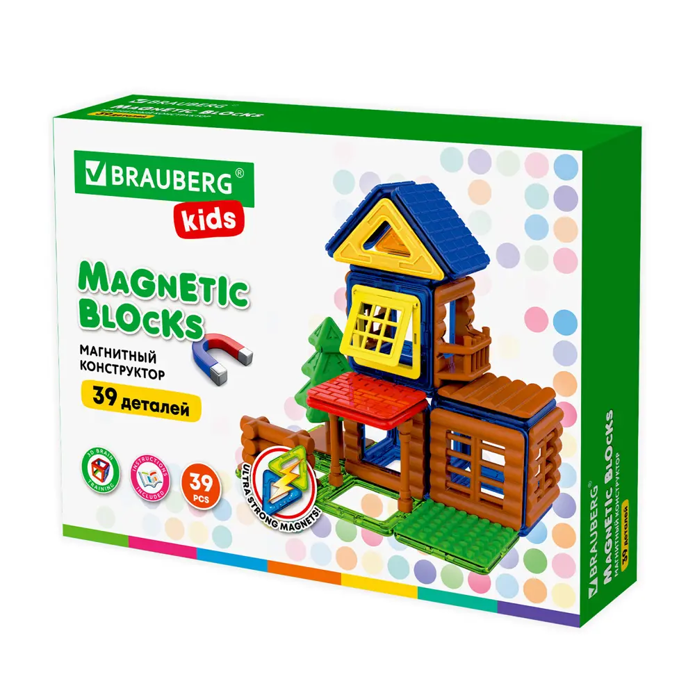 Магнитный конструктор Magnetic Build Blocks-39 Построй дом, 39 деталей,  Brauberg Kids, 663849 ✳️ купить по цене 1495 ₽/шт. в Москве с доставкой в  интернет-магазине Леруа Мерлен