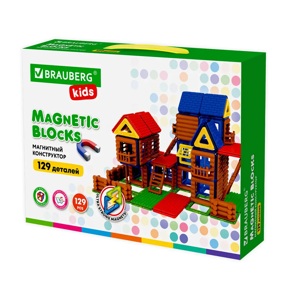 Магнитный конструктор Mega Magnetic Build Blocks-129 Построй дом, 129  деталей, Brauberg Kids, 663850 ✳️ купить по цене 4108 ₽/шт. в Калуге с  доставкой в интернет-магазине Леруа Мерлен