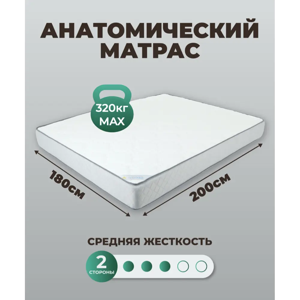 Матрас ортопедический Devison Relax 180x200x19 см беспружинный, двуспальный  ✳️ купить по цене 19650 ₽/шт. в Москве с доставкой в интернет-магазине  Леруа Мерлен