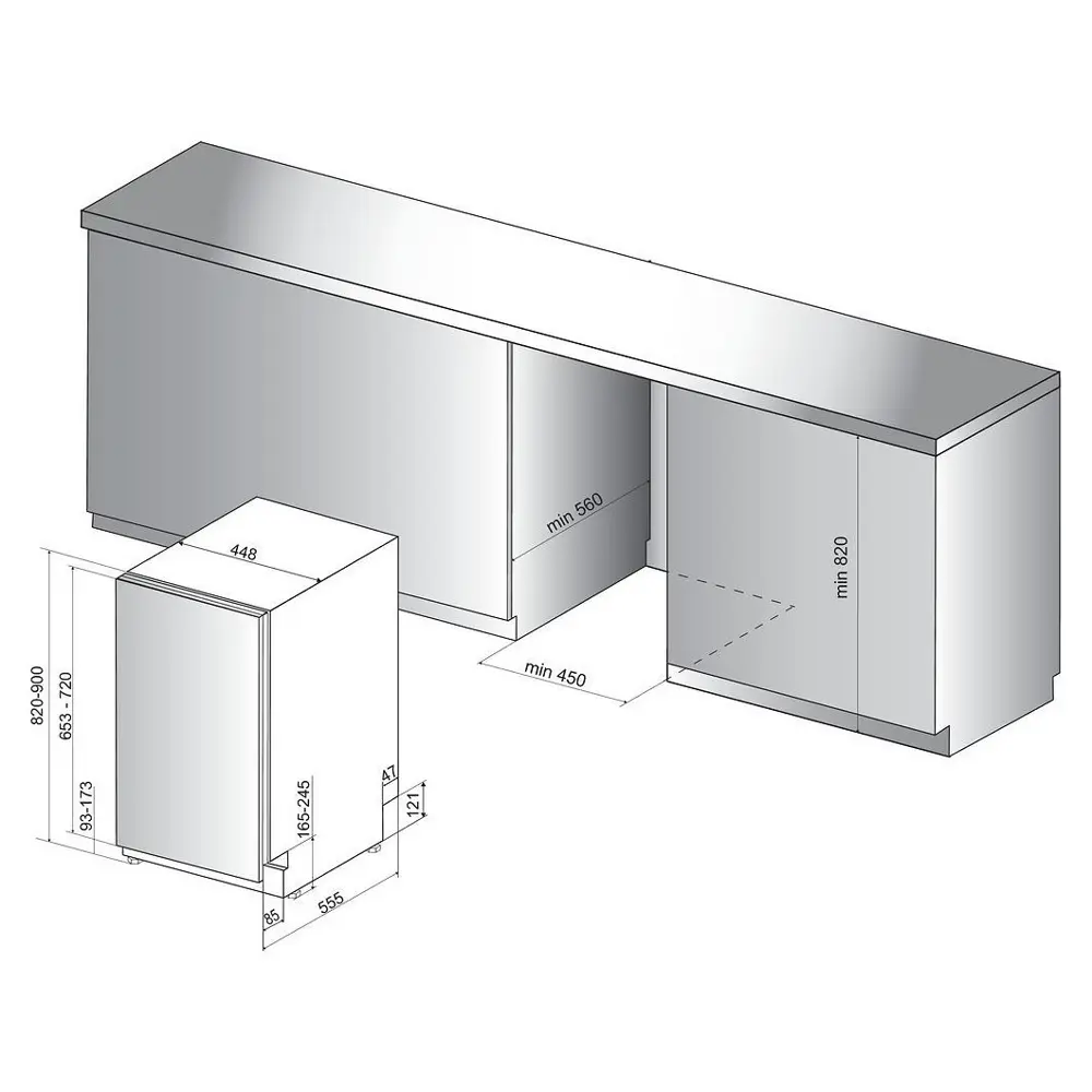 Посудомоечная машина встраиваемая INDESIT DSIC 3M19 44.8x82 см глубина 55.5  см ✳️ купить по цене 10808 ₽/шт. в Москве с доставкой в интернет-магазине  Леруа Мерлен