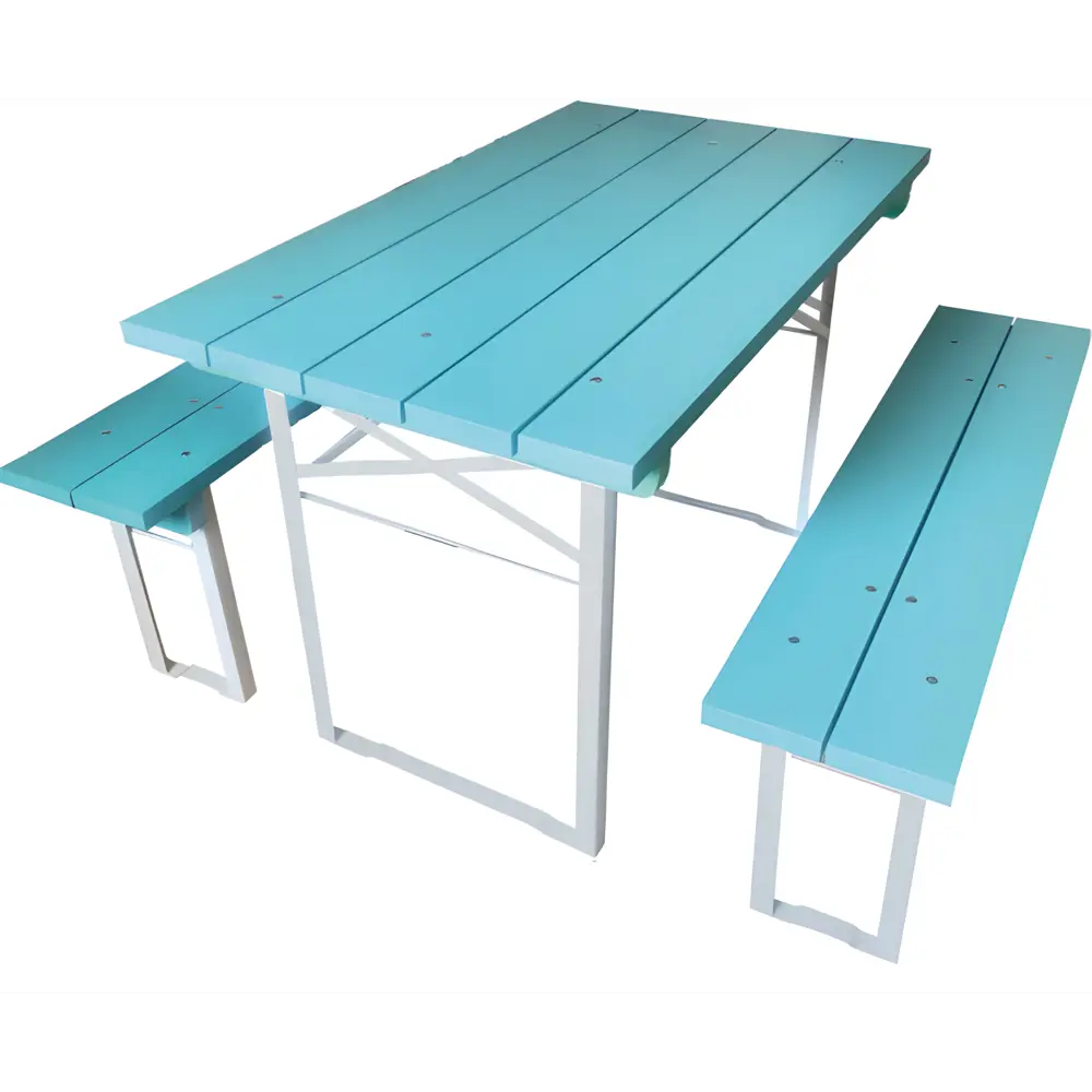 Садовая мебель для отдыха Фотон БОМИ дерево бело-голубой : стол, 2 скамьи  по цене 14900 ₽/шт. купить в Волгограде в интернет-магазине Леруа Мерлен