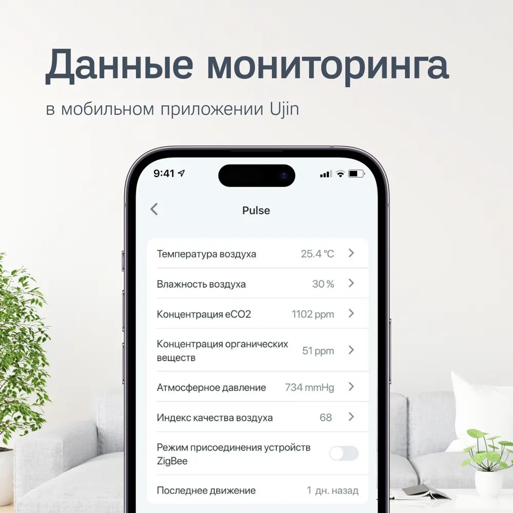 Умный датчик мультисенсор Ujin 5 в 1 WiFi/BLE/CO2 ✳️ купить по цене 7950  ₽/шт. в Москве с доставкой в интернет-магазине Леруа Мерлен