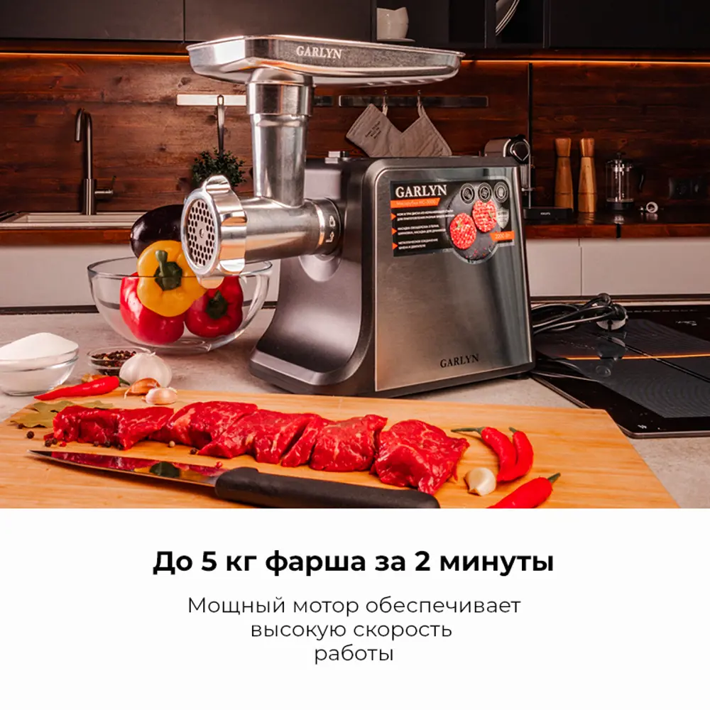 Мясорубка электрическая Garlyn MG-3000 800 Вт цвет металлический по цене  16900 ₽/шт. купить в Кемерове в интернет-магазине Леруа Мерлен