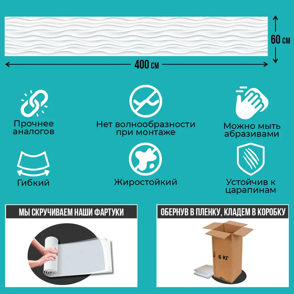 Стеновая панель матовая Фартукофф Волна 400x60x0.15 см ПВХ цвет белый ✳️  купить по цене 3999 ₽/шт. в Ульяновске с доставкой в интернет-магазине  Леруа Мерлен