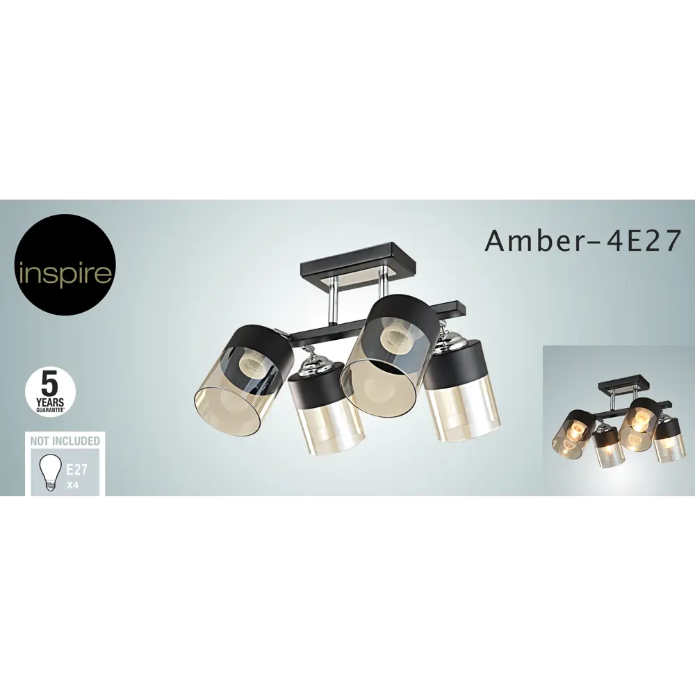 Люстра потолочная Inspire Amber 4 лампы 12 м² цвет черный ✳️ купить по цене  2047 ₽/шт. в Ставрополе с доставкой в интернет-магазине Леруа Мерлен