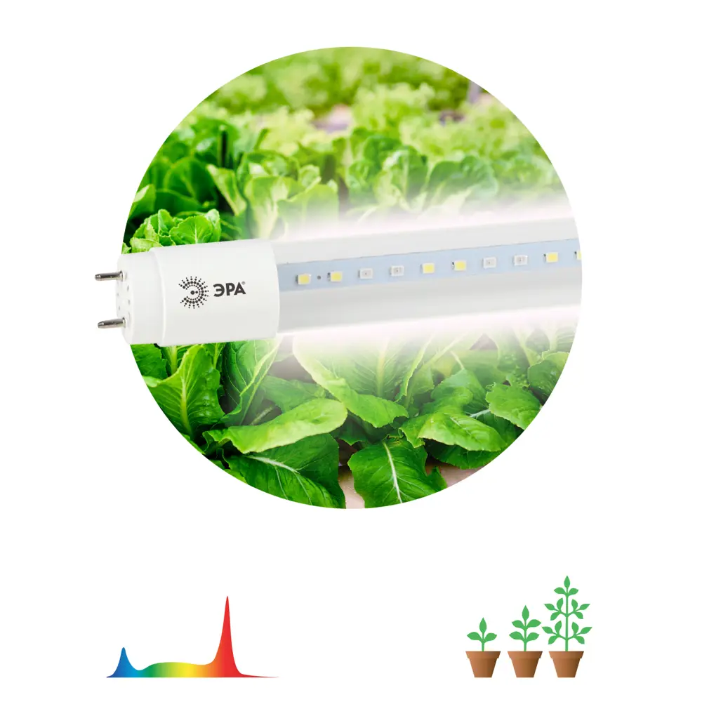  светодиодная линейная для растений Эра T8 G13 9 Вт .