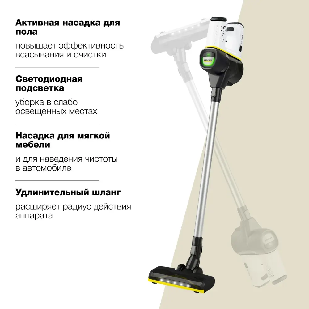 Пылесос вертикальный Karcher Vc 6 cordless ourfamily car 250 Вт цвет белый  ✳️ купить по цене 44690 ₽/шт. в Москве с доставкой в интернет-магазине  Леруа Мерлен